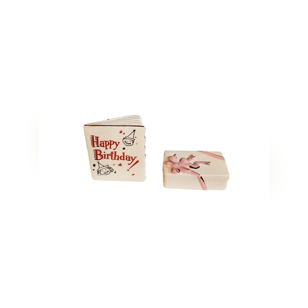 Vintage Arcadia miniature Birthday salt and pepper shakers